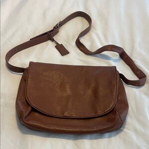 Elegant Brown Leather Shoulder Bag by Stone Mountain